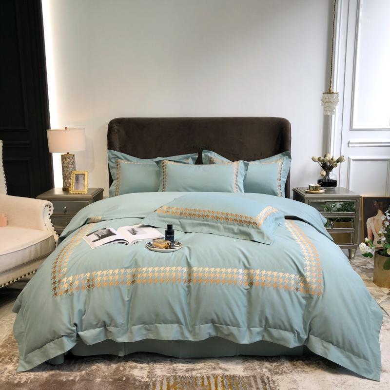 

Soft Pure Egyptian Cotton Embroidered Bedding set Duvet Cover set pillowcase Queen King Size flat fitted sheet bird1