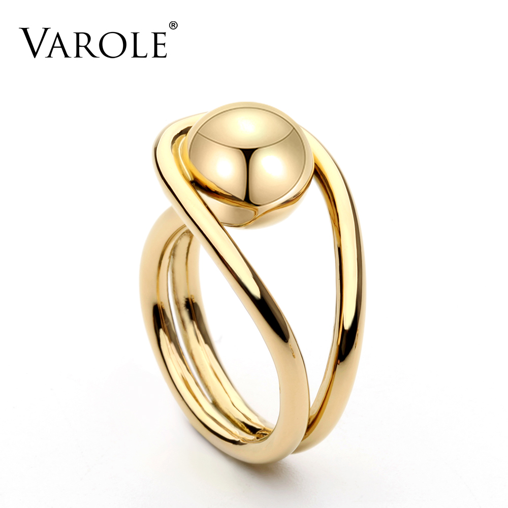 

VAROLE New Arrival luxury Ball Rings for Women Gold Silver Color Rings Copper Best Christmas Present