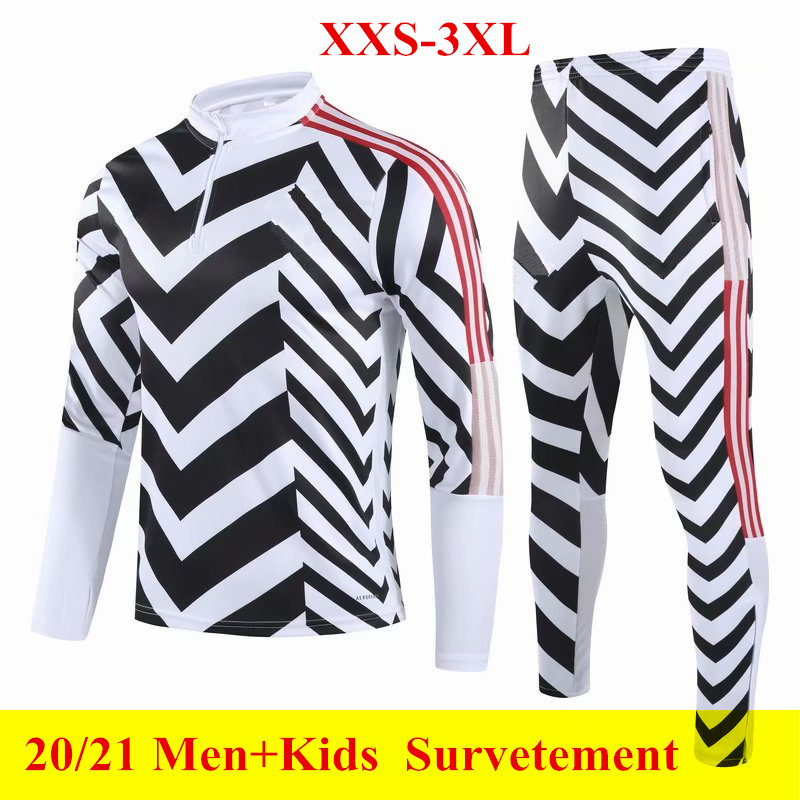 

2021 UTD RASHFORD Child Tracksuit CAVANI B. FERNANDES Football Training Suit 20 21 ROONEY POGBA Black White Zebra Casual Jogging Sets 3XL, Gray