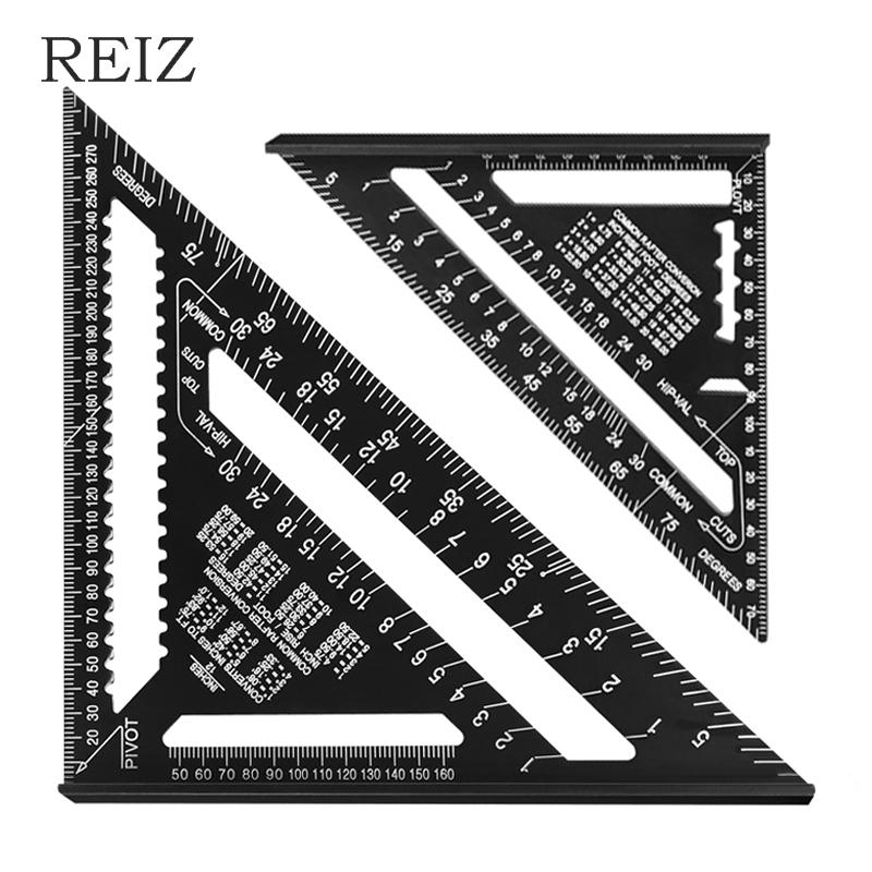 

REIZ 7/12 Inch Triangular Ruler Triangle Protractor Imperial Metric Right Angle Measurement Woodworking Measuring Gauging Tools