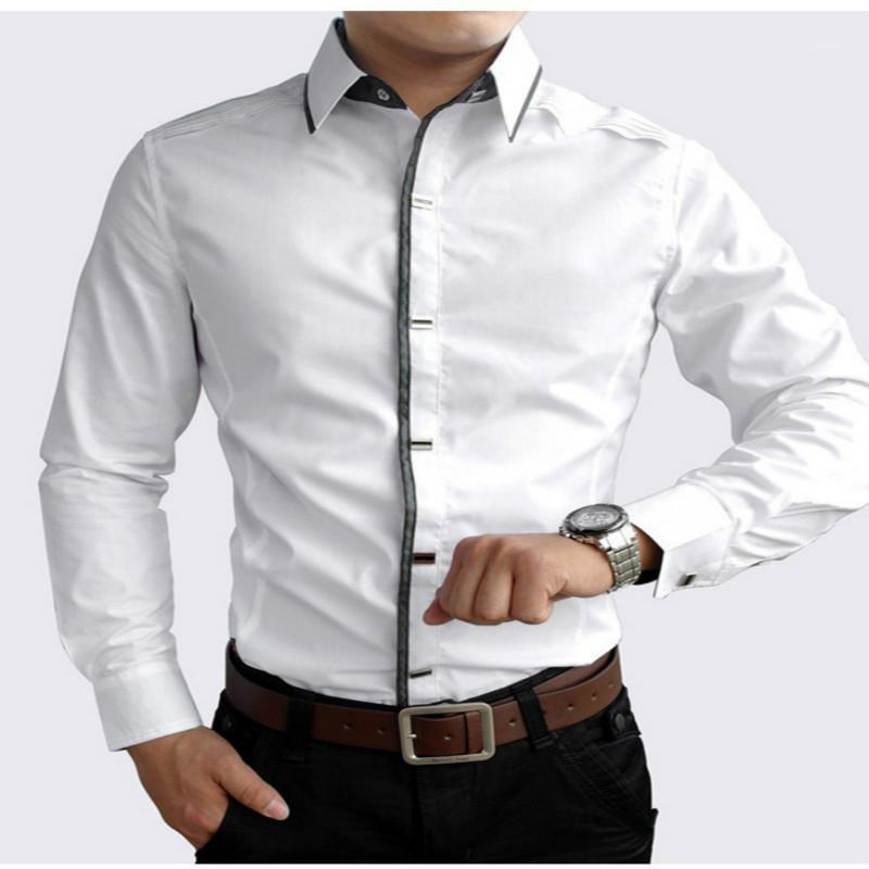 

Men's Dress Shirts Spring Autumn Cotton High Quality Mens Casual Shirt Men Plus SizeXXXL Slim Fit Social Shirts1, Dark blue