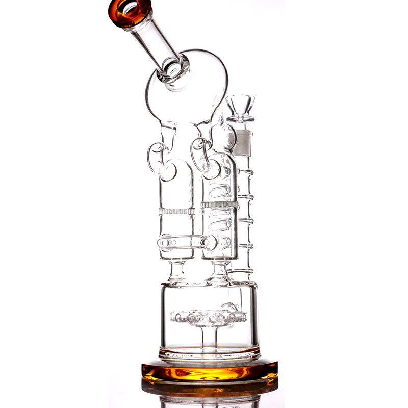 

Hookah Recycle Big Bong Dab Rig double 12.7" honeycomb Perc heavy Thick Smoking Bubbler Glass Bongs