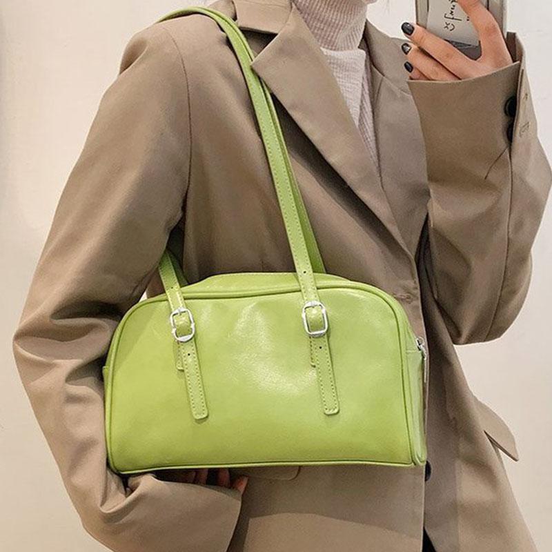 

Vintage Women Shoulder Bag Luxury Women Bag Solid Color Spring Armpit Bags Fashion Soft Leather Single Shoulder Purse Bolso Sac, White shoulder bag