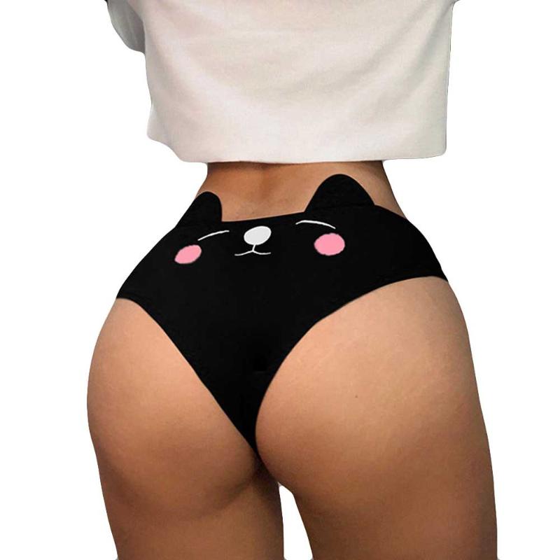 

Women Funny Lingerie Briefs Underwear Panties T String Knickers Breathable Female Cute Comfortable Cotton Underpants Black White, Gray