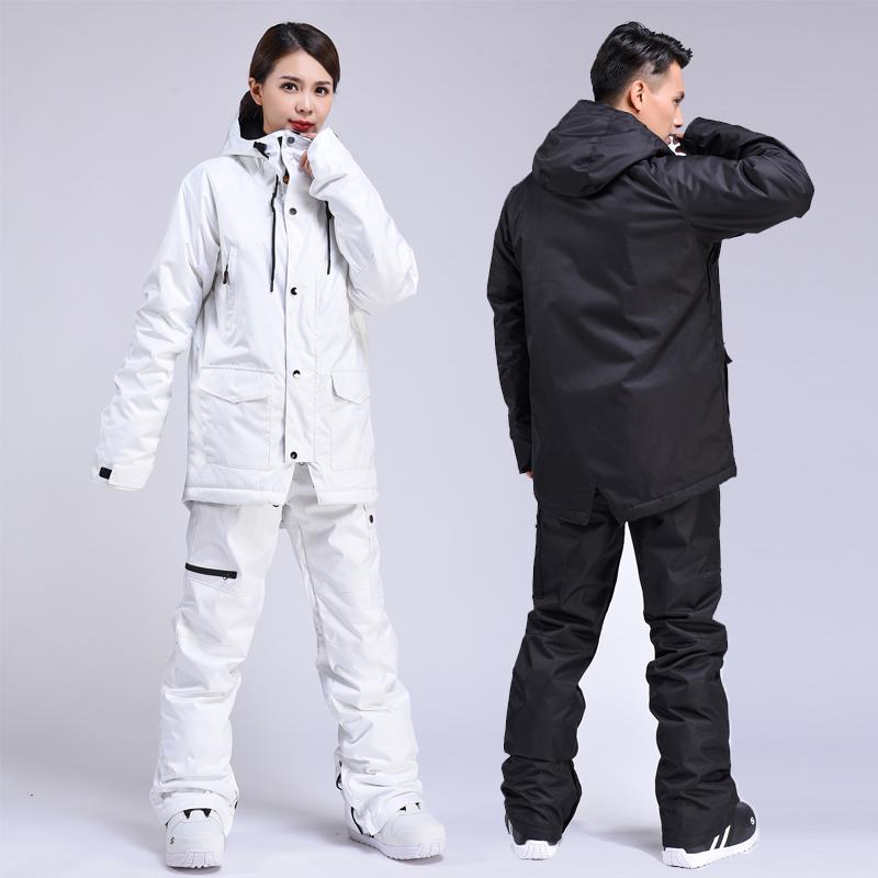 

New Thick Warm Ski Suit Women and men Waterproof Windproof Skiing and Snowboarding Jacket Pants Set Female Snow Costumes Outdoor, 011