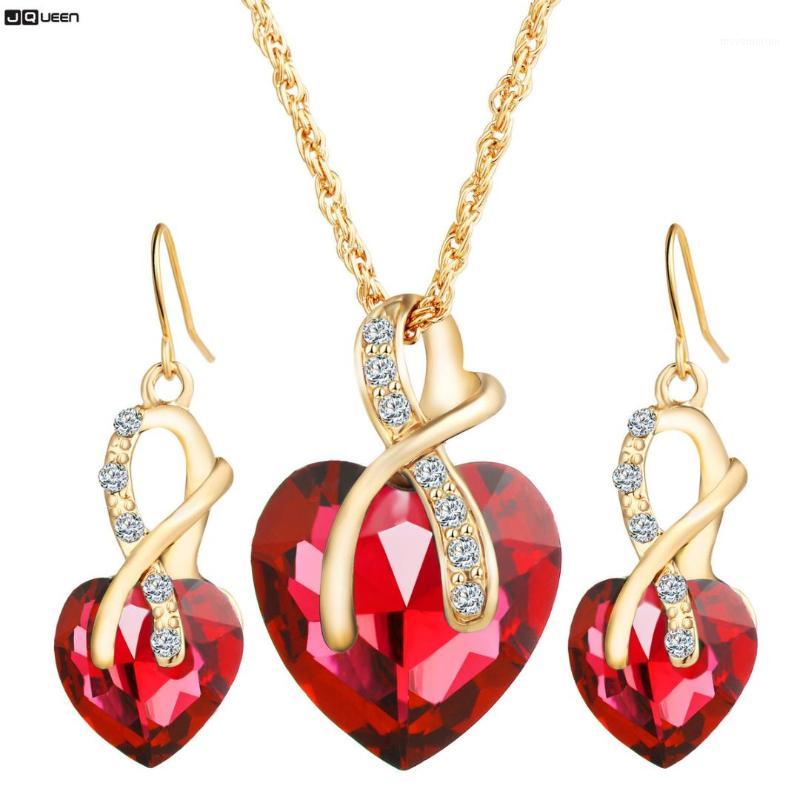 

Heart Shaped Crystal Zircon Earrings Necklace Set 2018 Women Wedding Dinner Party Jewelry Set High Quality Jewelry Gift1, As pic