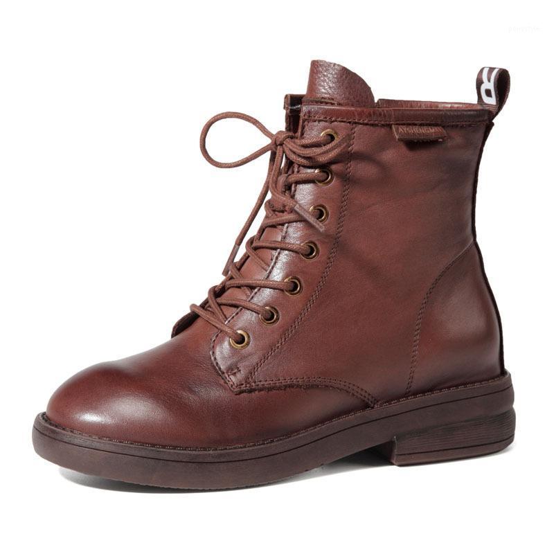 

The new high-end high-end cowhide boots women really ladies boots British wind ms students riding short1, Brown