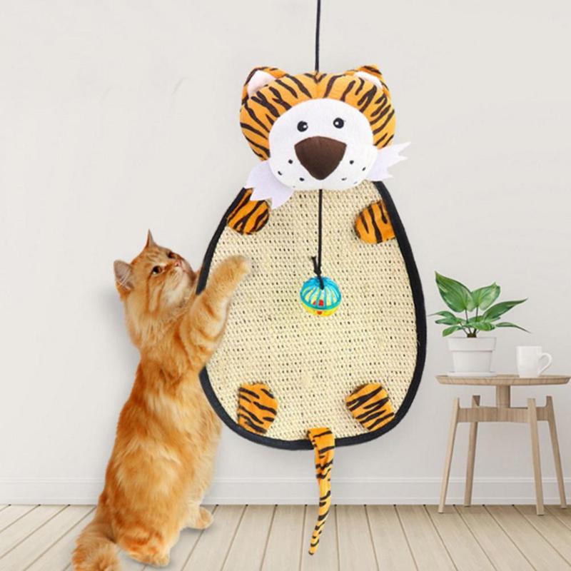 

LanLan Pet Toys Cat Sisal Scratching Pad With Bell Ball Cartoon Animal Scratch Resistant Mat for Kitten Exercise
