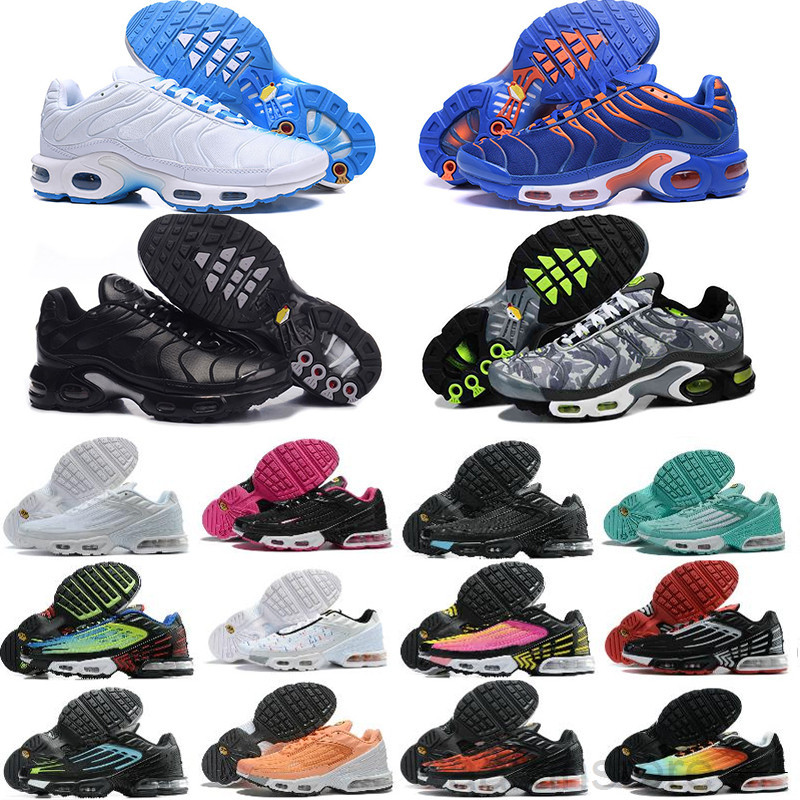 

New TN Plus Casual Shoes Classic Outdoor Run Shoes tn Black White Sport Shock Sneakers Men requin Olive Silver In Metal K2R5, Color 01