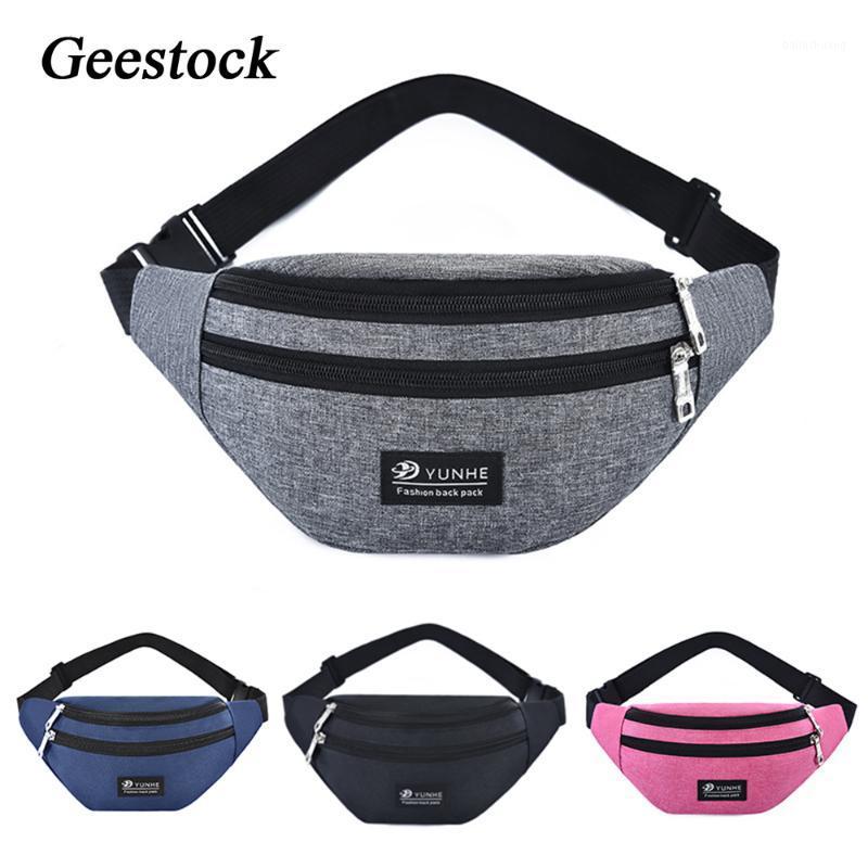 

Geestock Waist Bag Three Zipper Pocket Fanny Pack for Men's and Woman's Unisex Waist Pack Oxford Hip Bum Bags Sports Travel1, Black