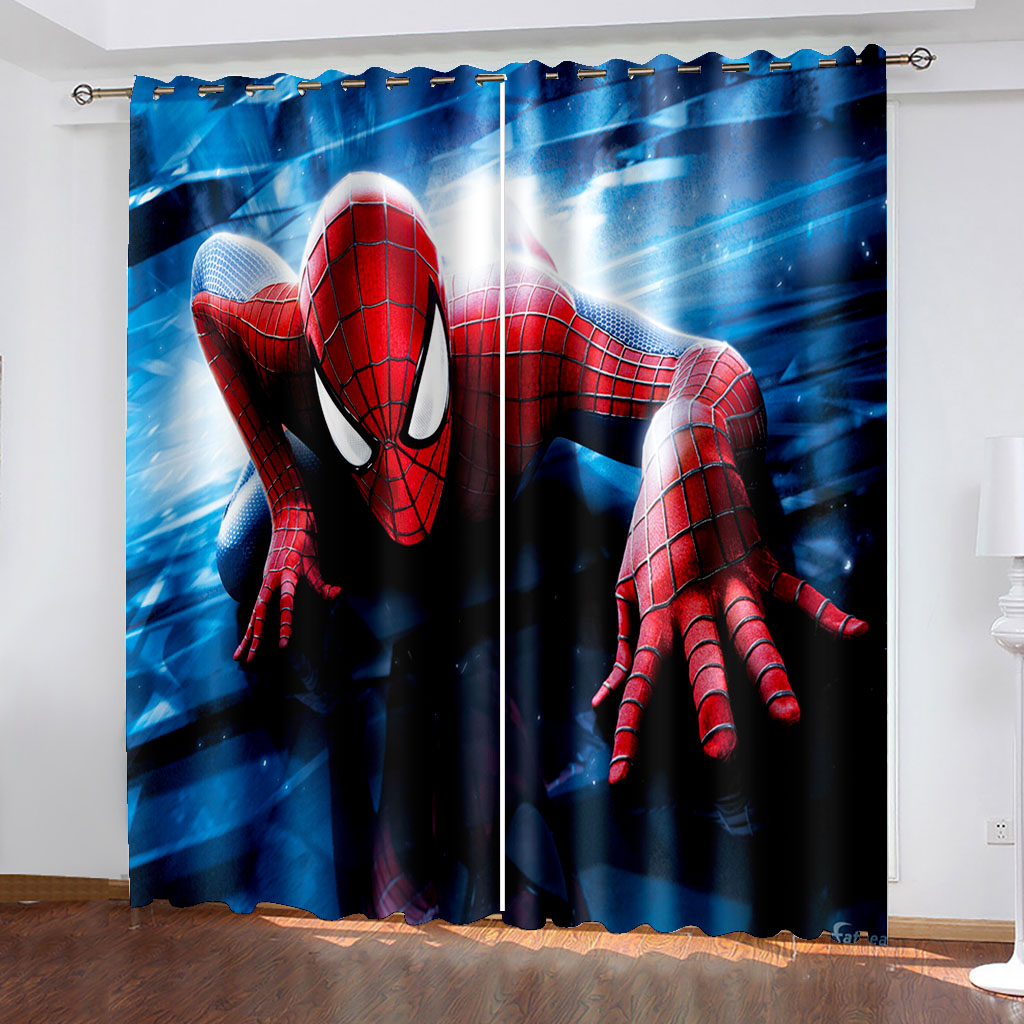 

Curtains Decoration European 3D Curtains For Living room Blackout Blue back red photo room Bedroom, White