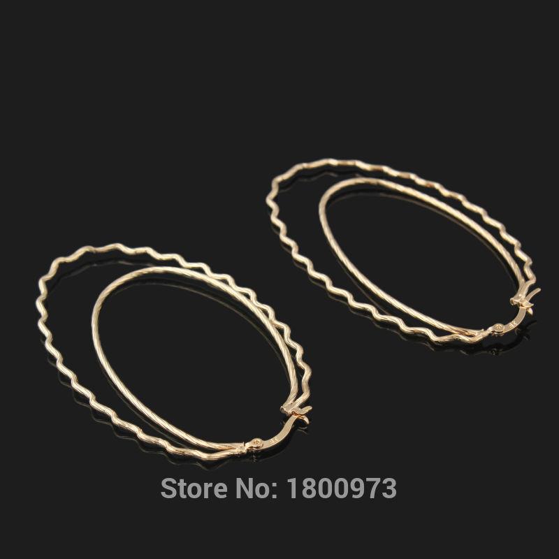 

Classic Rose Gold Color Big Two Circle Curve Hoop Earrings For Women High Quality Fashion Jewelry