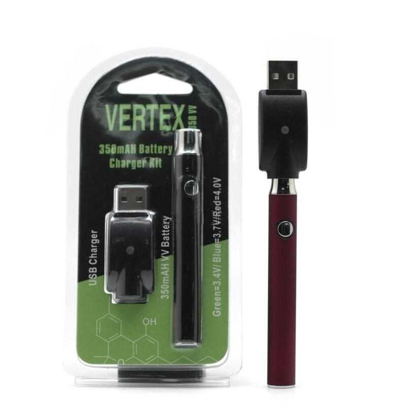 

Stock Vertex LAW VV Battery Charger Kit 350mAh CO2 Oil Preheat Batteries E Cigarettes Vape Pen Fit 510 Atomizers Cartridges 3 Packagings