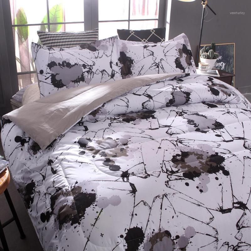

Splash-ink Comforter Winter US Queen Quilt Black White Thicken Warm Cotton Modern Style Duvet Set Duvet Quilts 3pcs Blanket Home1