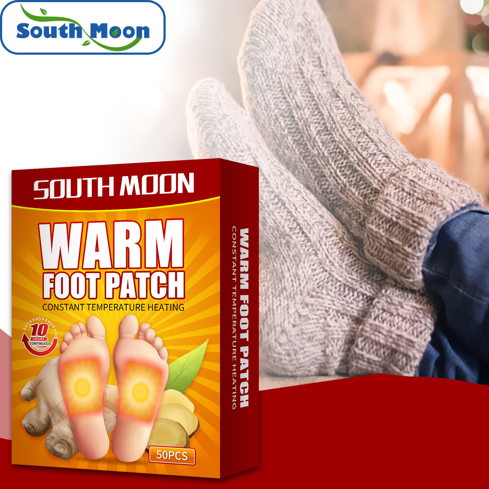 Free freight South Moon Foot care paste heat warm feet warm baby warm and cold proof foot paste in winter 50pcs-image-752385808