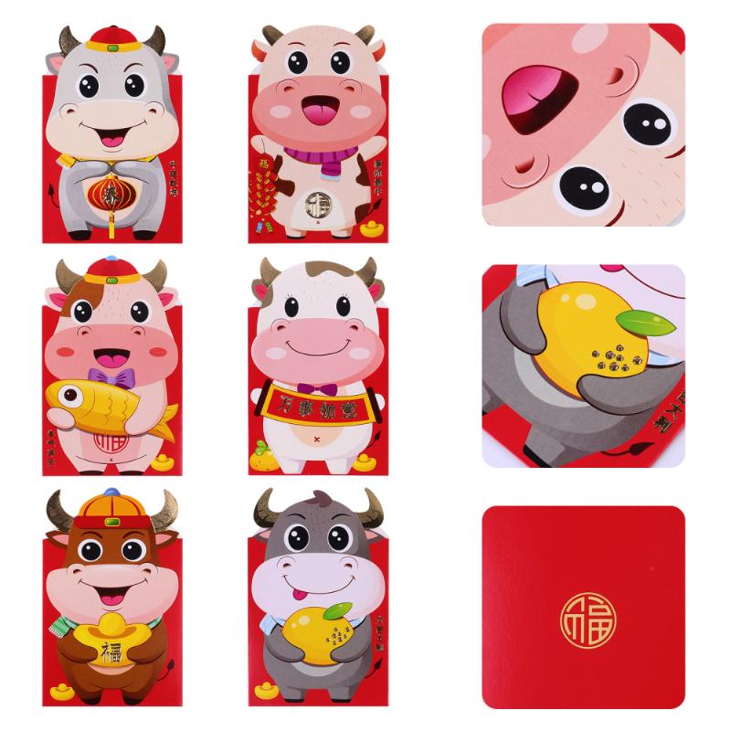 

24pcs The Year of Ox New Year Red Envelopes Celebrate Red Packets Money Bags