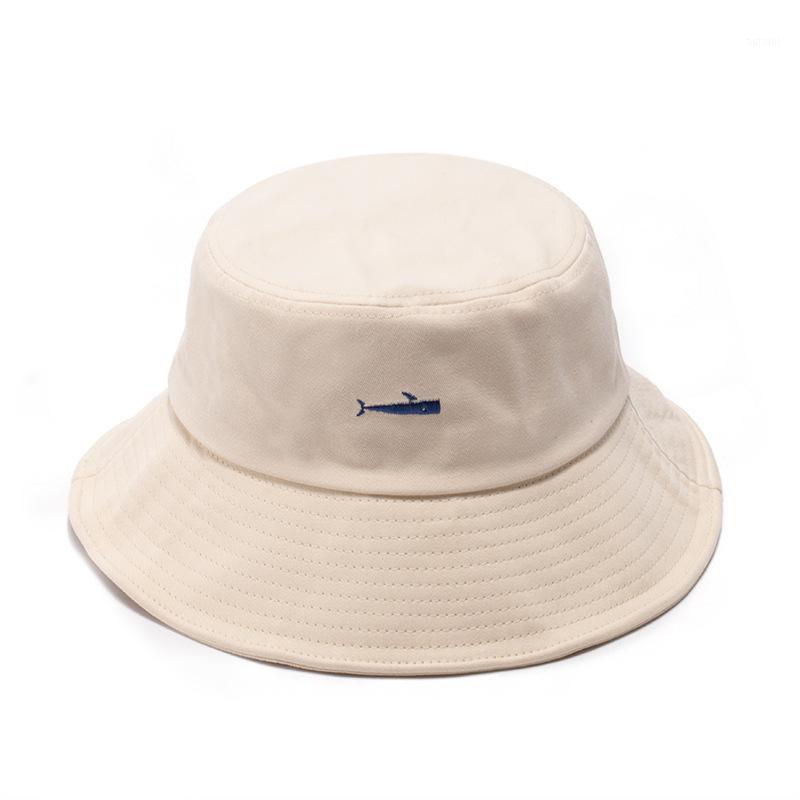 

Fisherman hat female Korean version wild basin hat small fish embroidery big eaves sun hats for women bucket1, Black