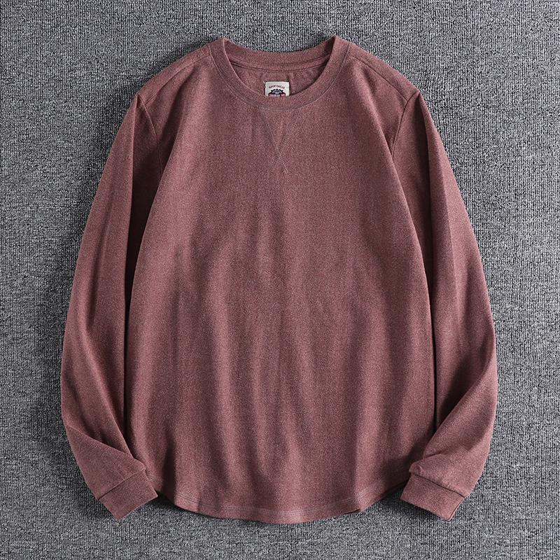 

2021 New Arrival Autumn Youth's Bottoming Shirt Versatile Casual Cotton Knitted Men's Round Neck Long Sleeve T-shirt Tops, Black