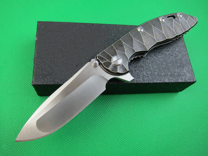 

High End Classic XM-18 Flipper Folding Blade knife D2 Satin Drop Point Blade TC4 Titanium Alloy Handle Ball Bearing knives