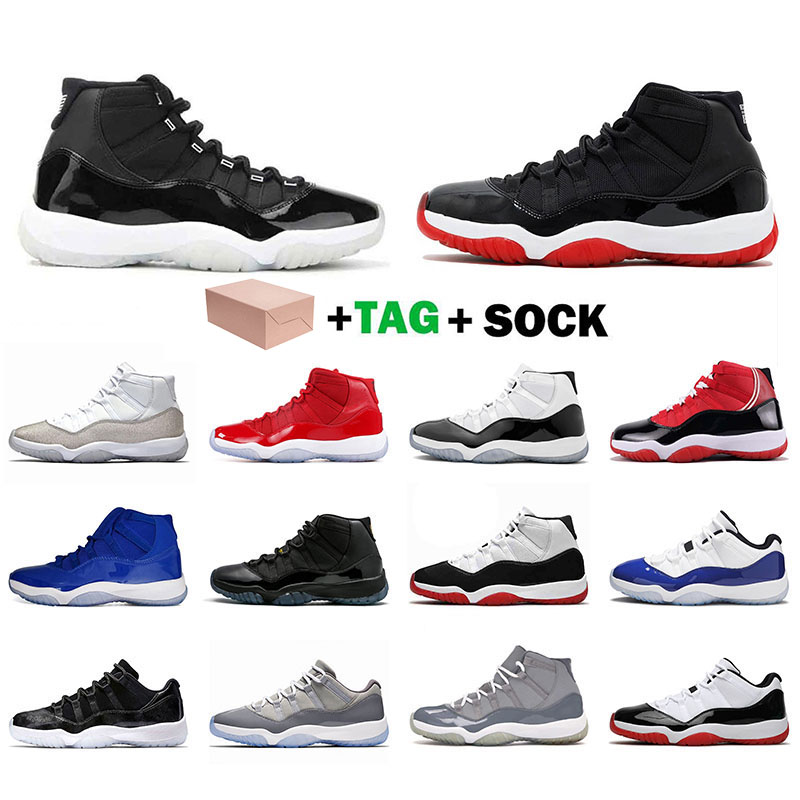 

With Box Men Women Basketball Shoe 25th 11 11s Jumpman Sneakers Concord High Space Jam Gamma Blue Cap and Gown Bred Low Trainers, B27 cool grey 40-47