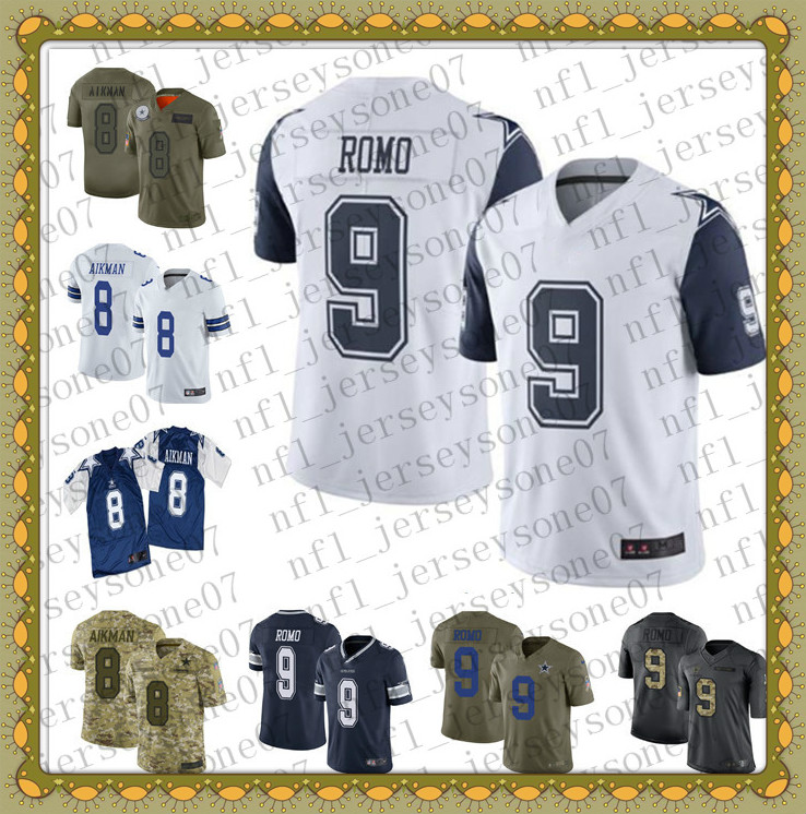 

Custom Mens womens youth dallas cowboys 8 Troy Aikman 9 Tony Romo blue Football 100th Season Vapor Limited Jersey, Black