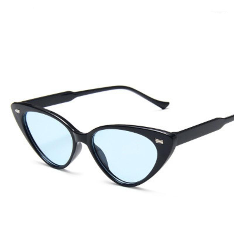 

retro small frame women sunglasses 2020 vintage triangle cat eye sun glasses female black blue lens shade mirror1