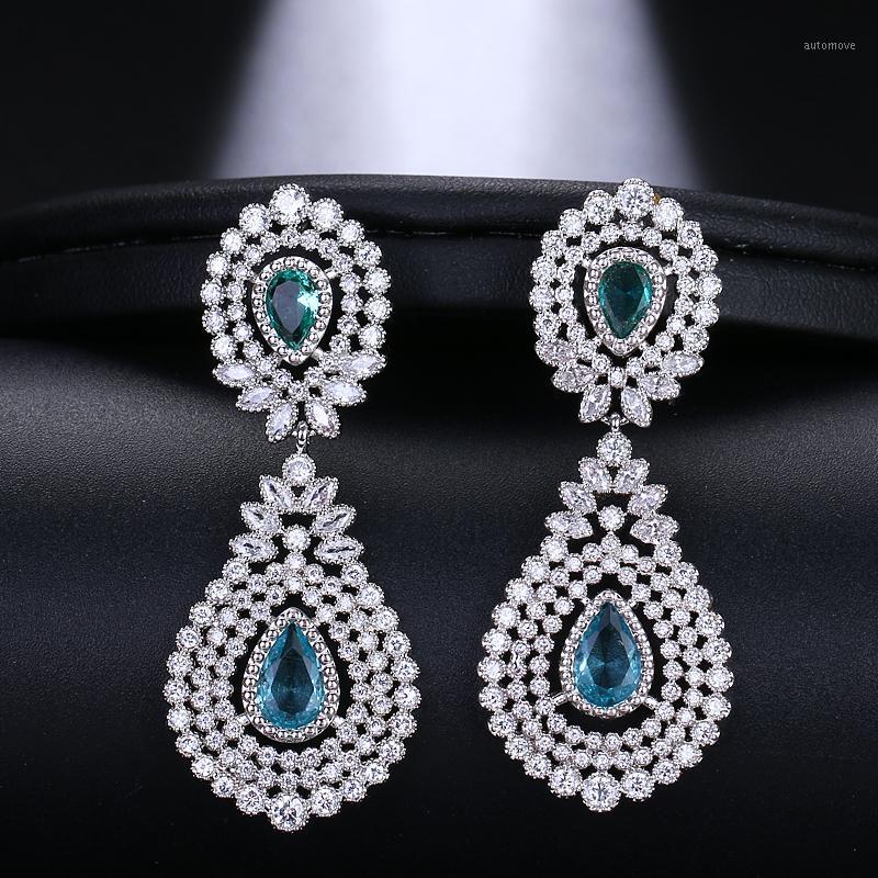 

EMMAYA Brilliant Bridal Waterdrop Cubic Zirconia Earings Big Luxury Crystal For Elegant Women Wedding Jewelry Gift1