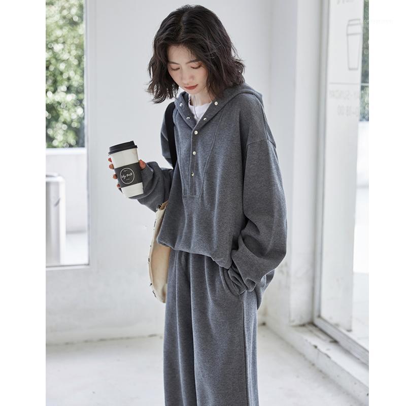 

Make western style lightly cooked early spring leisure comfortable temperament who wide-legged pants two-piece clothes fashion1, Dark grey
