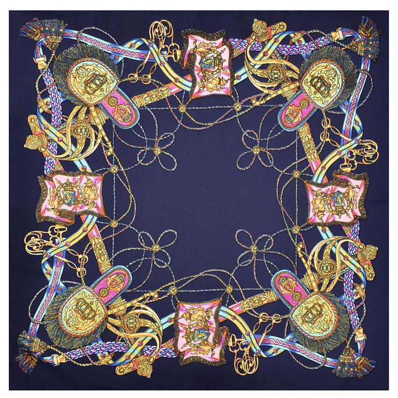 

Scarves Silk Fashion Square Rope Tassel Printing Lady Shawls Women Scarf Foulard Satin Hijab 60*60cm 6 Color