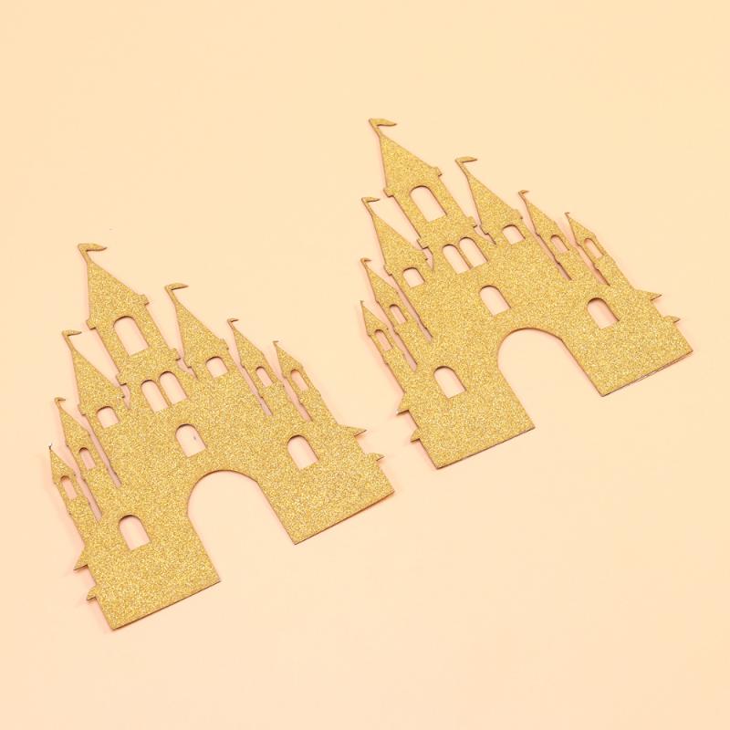 

12Pcs Glitter Castle Toppers Cake Cupcake Toothpick Toppers Decoration Birthday Wedding Party Favors Supplies (Gold