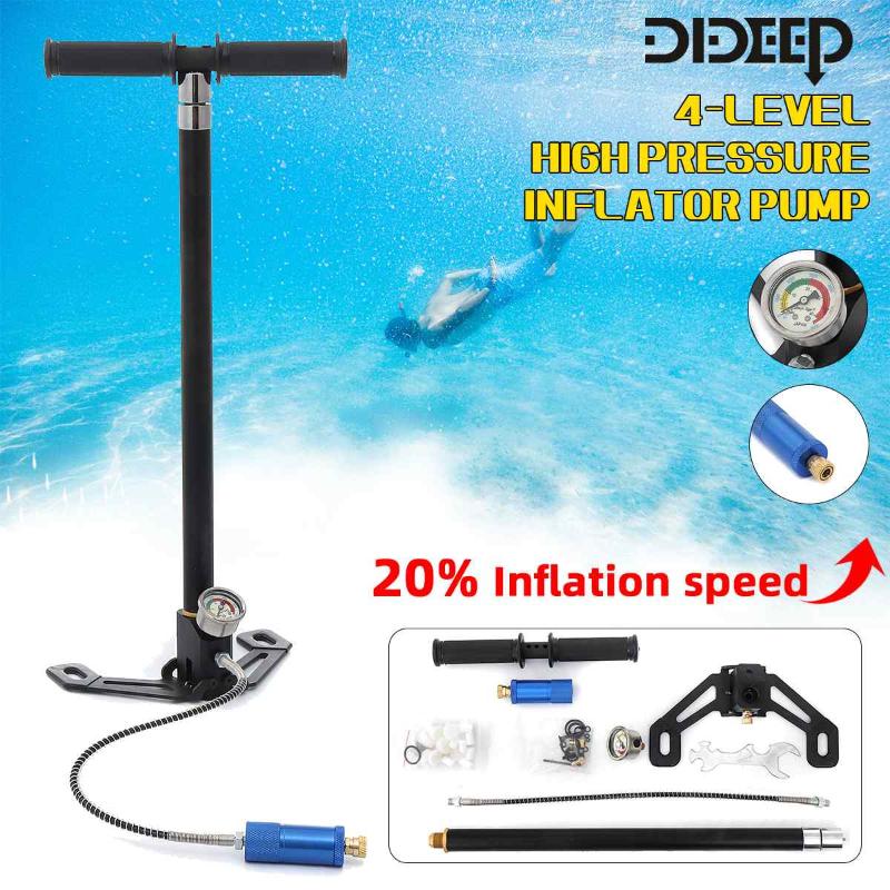 

DIDEEP High Pressure Inflator Pump 4-Level 30Mpa Scuba Supplies for Mini Scuba Diving Cylinder Oxygen Tank Hand Pump