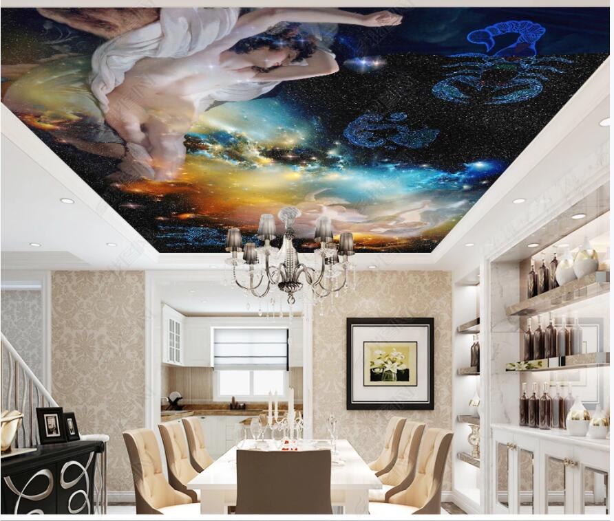 

3d ceiling murals wallpaper custom photo European Athena starry sky 3d wall murals wall papers home décor in the living room, Customize