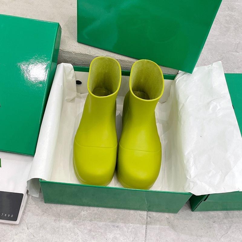 

Fashion Casual Brand Shoes for Women Ankle Platform Boots Candy Colors Outdoor Waterproof Rain Boot Round Toe Plus Size1, Green