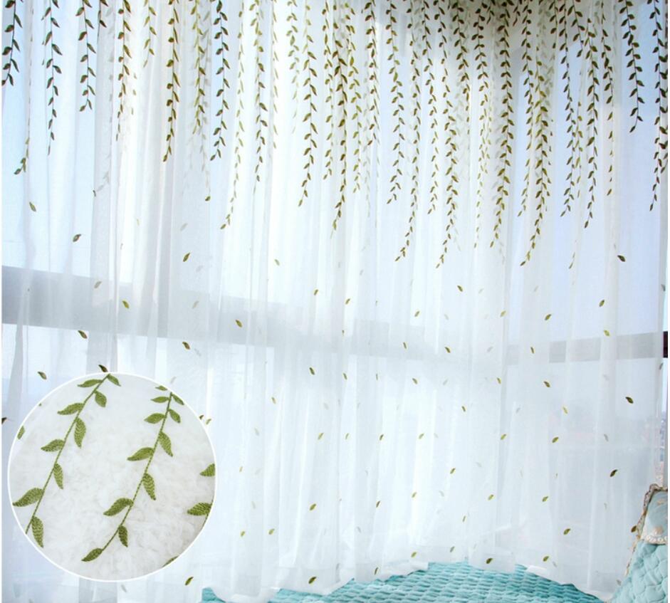 Modern small fresh willow curtain window gauze balcony bedroom living room partition Floor to ceiling screen curtains-image-628487357