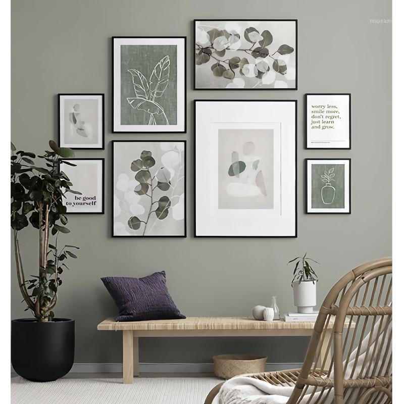 

Minimalist Green Plant Line Drawing Quote Wall Art Picture Posters And Prints Canvas Poster Nordic Home Decoration painting1
