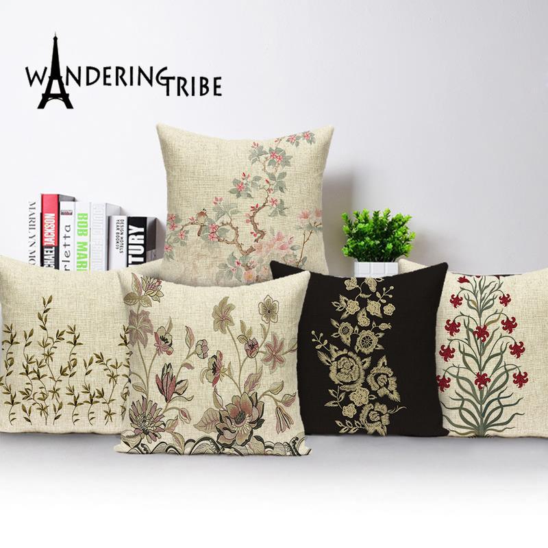 

Farmhouse Home Cushion Cover Plant Flower Pillow Cushions Home Decor Pillow Cases Floral Custom Living Room Throw Pillows Kissen, L1663-3