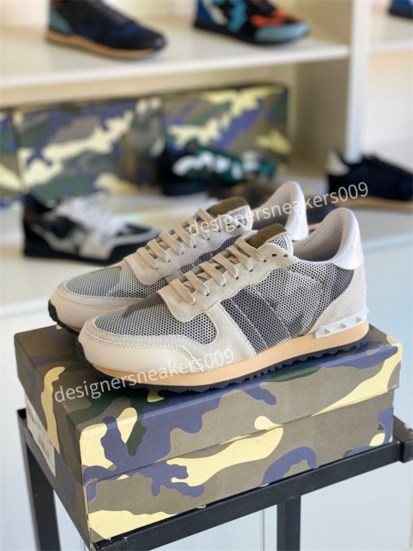 

2022 High Quality Camouflage Sneaker Womens Mens Rivet Shoes Studded Flats Mesh Camo Suede Leather Casual Trainers Shoe size38-46, 03
