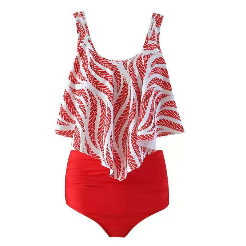 

2020 new European and American bikini split lotus edge high waist triangle swimsuit multi color Amazon explosive bikini 415