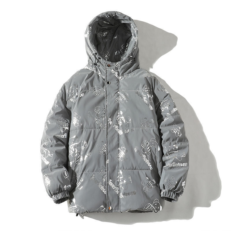 

Winter 2021 New Male Jackets with Hood Plus Velvet Thickening Young Large Black Cotton Hot Clothes 9T7Q