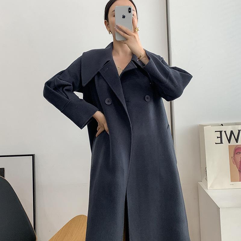 

2020 new winter wool woolen cloth coat lapels, female single row two grain of buckle temperament type double coat, See chart