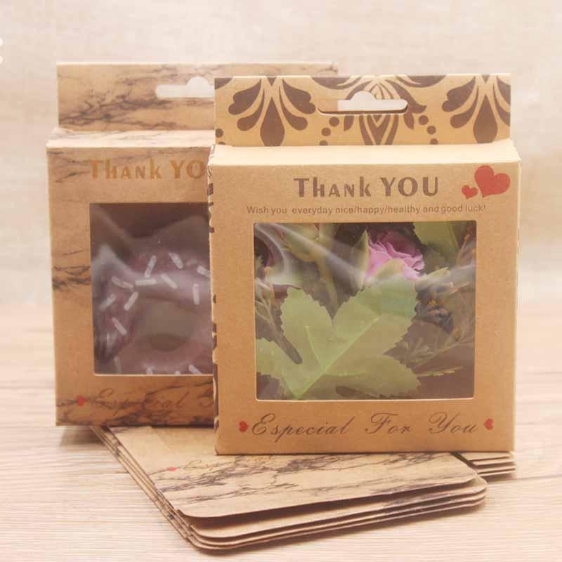 

10pcs 30x8mm DIYThank you with love Gift Box with Clear Window Hang Hole Packaging Boxes Party favors hanger window Box package1