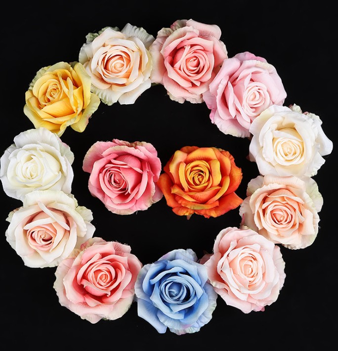 

10cm artificial Rose heads Silk Flower simulation plant shooting props simulation artificial flower plastic rose head, As pic