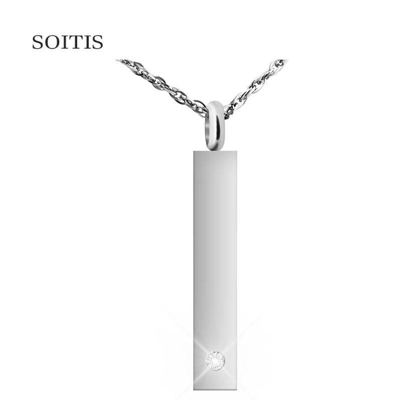 

SOITIS With Me Always Stainless Steel Customize Carving Cuboid Vial Birthstone Crystal Ashes Fillabled Pendant urn Necklace