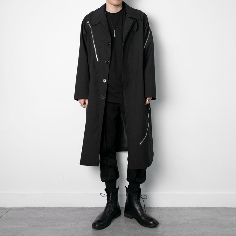 

2021 New S-6xl!! Black Japanese Casual Style Decoration Long Male Jacket A8QX