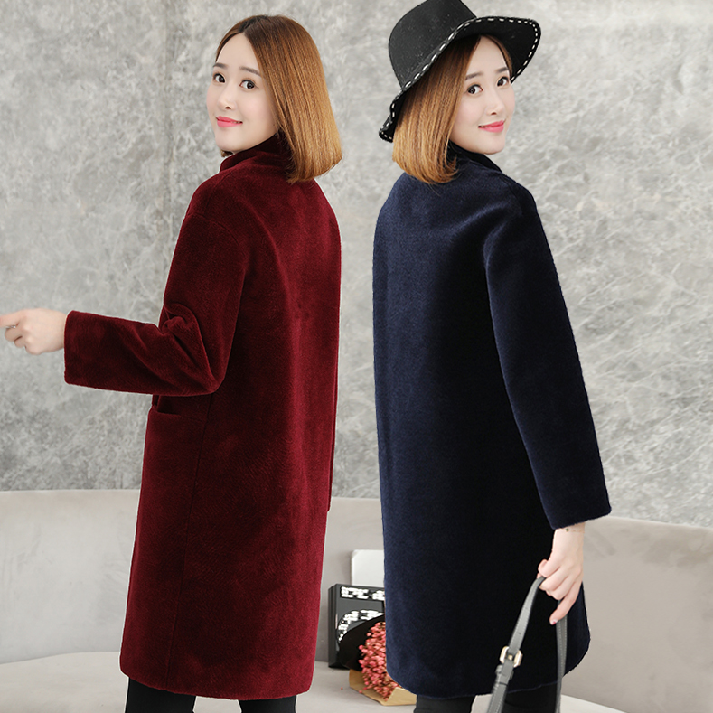 

Sheep Women Sheared Woman New 2020 Long Hair Outerwear Warm Fur Coat Scgi, Navy