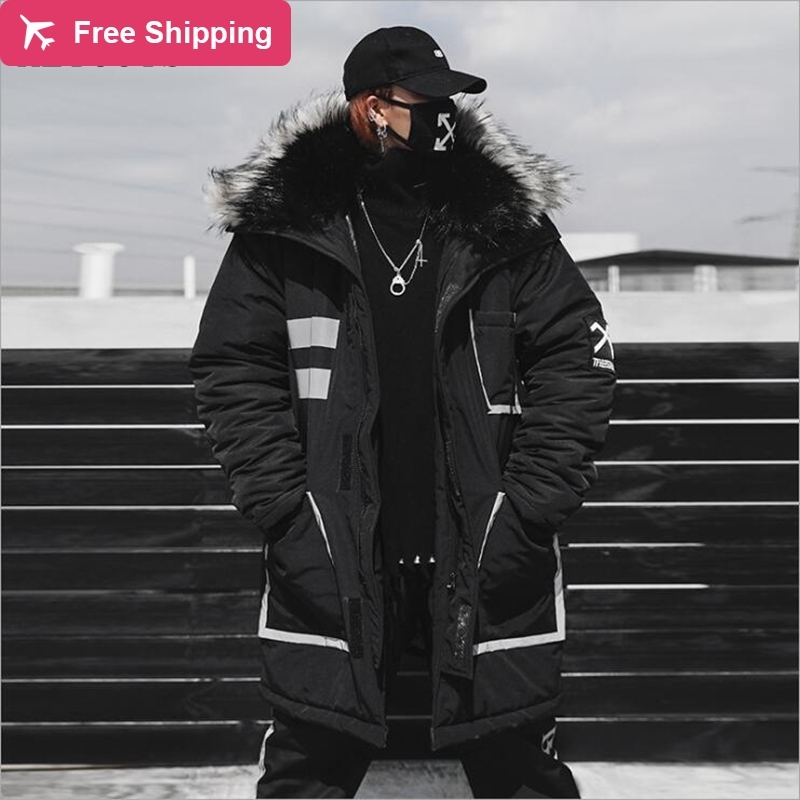 

Nagri winter clothes of the new hip hop men thick cotton big hot coat and size  l xl xxl, Black