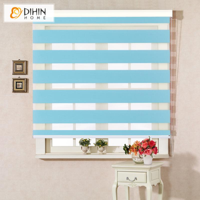 

DIHIN HOME Free Shipping Polyester Translucent Double Layer Blackout Curtain Zebra Blind Rollor Blinds Custom Made Curtains, Black