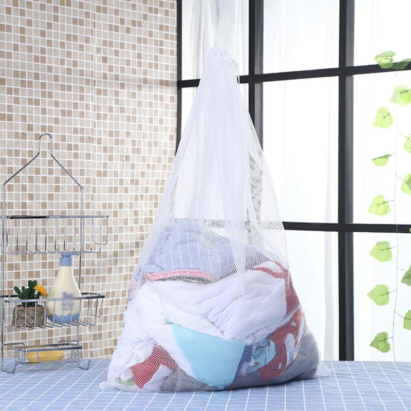 

Net Wear Resistant Laundry Bag Storage Bathroom Washing Drawstring Anti Deformation Home Foldable Mesh Pouch Thickened