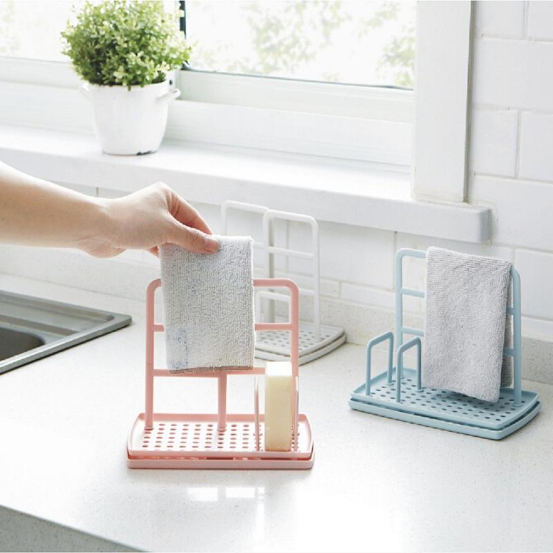 

2020 new hot Kitchen Cloth Towel Rack Soap Dish Holder Rag Storage Rack Drain Shelves