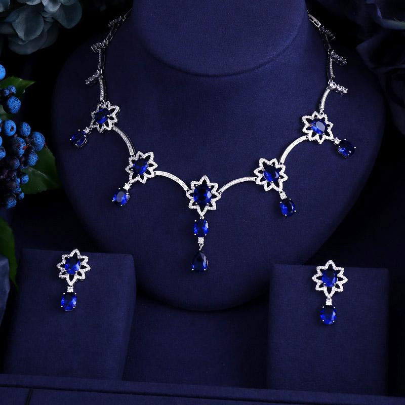 

Accking Elegant Sunflower Shape Bridal Cubic Zircon Necklace Earrings Sets Wedding Jewelry Sets For Women